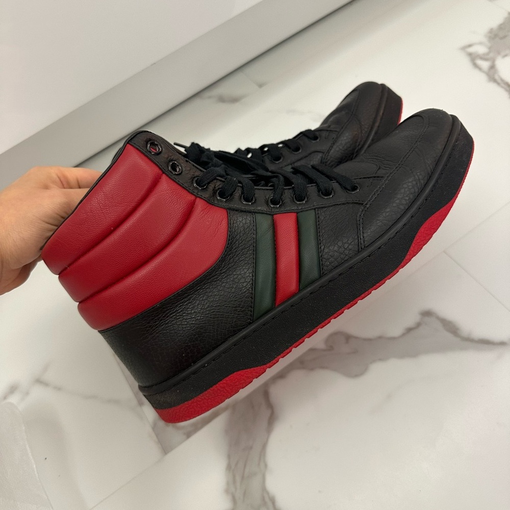 Authentic Gucci Black and Red High-Top Sneakers men 8